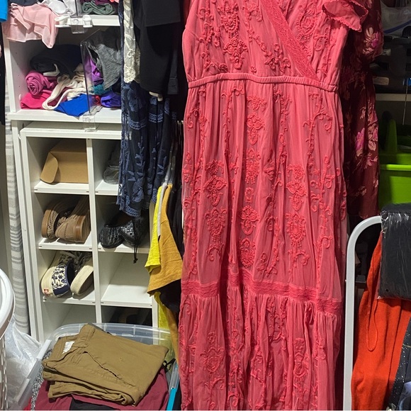 Sundance Pink Embroidered Maxi Dress Mayfield style - Picture 4 of 4